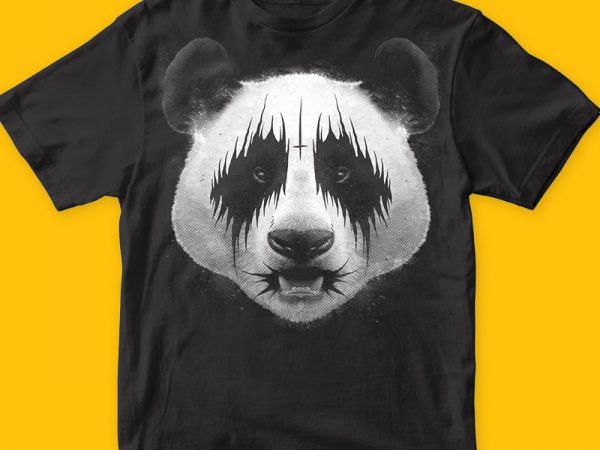 Black metal panda t-shirt illustration