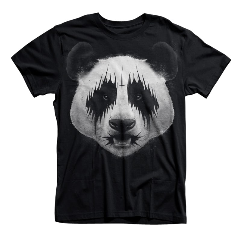 Black Metal Panda T-shirt Illustration t shirt designs for merch teespring and printful