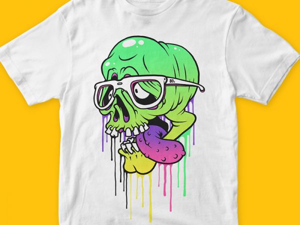 Colored skull t-shirt design png