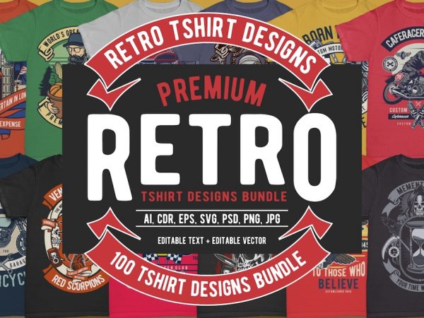 100 retro t-shirt designs pack1