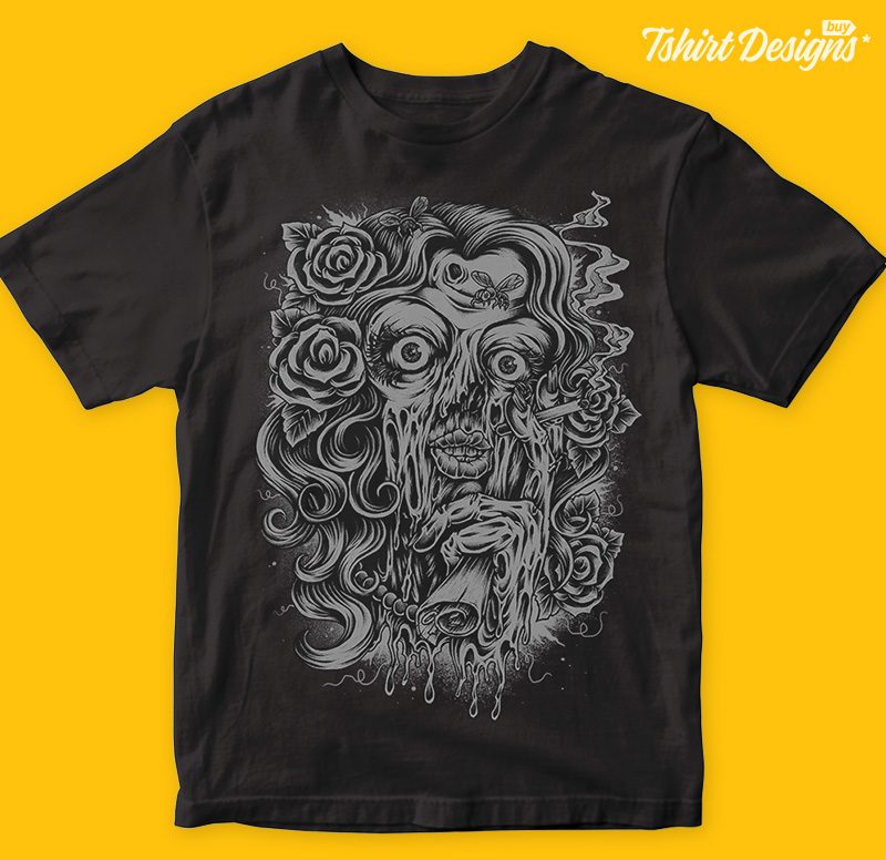 Lady Zombie t shirt designs for printify