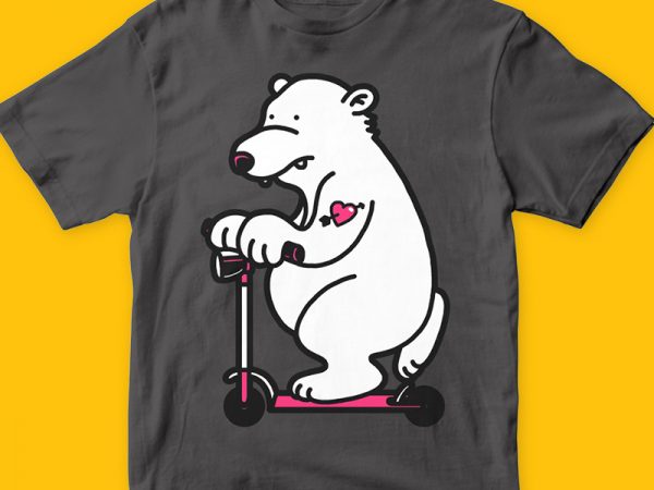 Scooter bear graphic t-shirt design