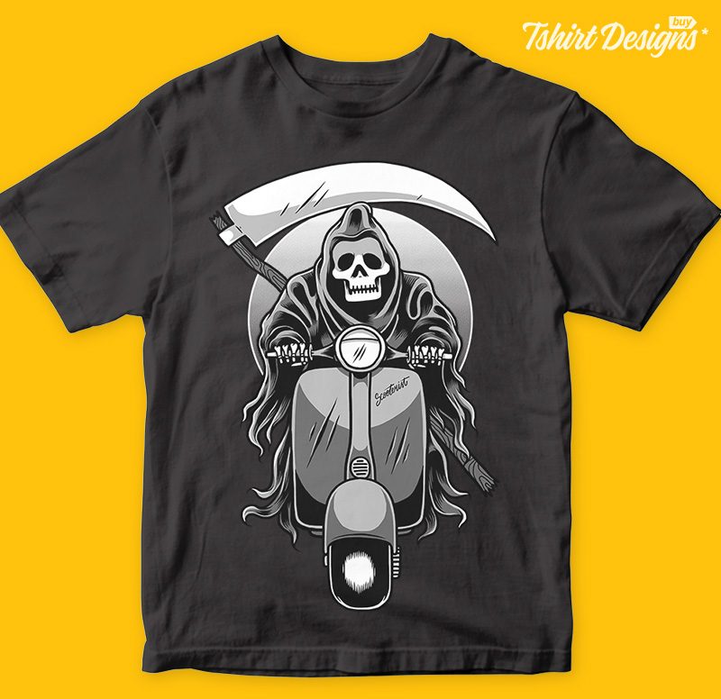 Scooter reaper t shirt design graphic