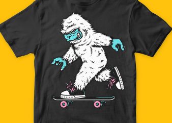 Skateboarding yeti png t-shirt