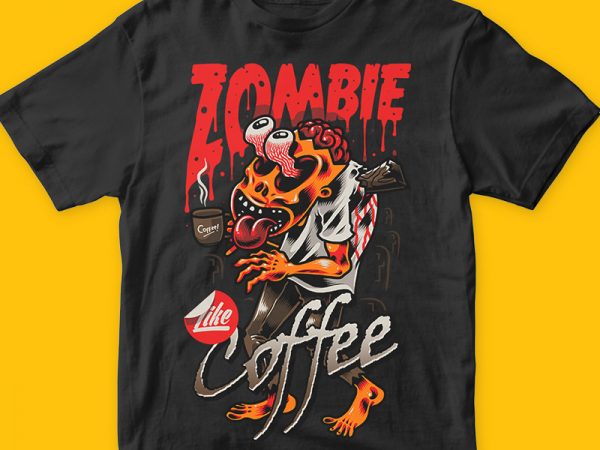 Zombie like coffee design for t shirt