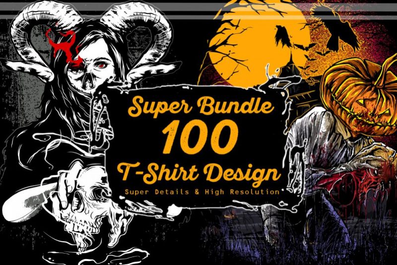 super 100 t-shirt designs bundle