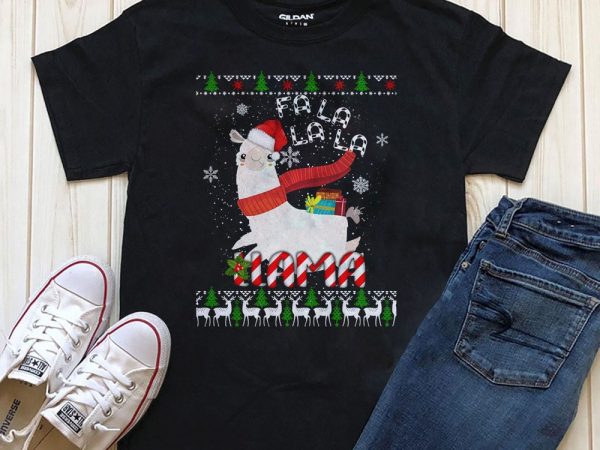 Lama christmas graphic t-shirt design png psd files editable text with photoshop