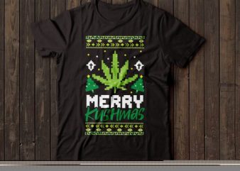 merry kushmas | ugly Christmas sweater | Santa | t-shirt design |marijuana design | weed tshirt design