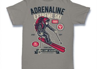 Adrenaline Extreme Ski t shirt design for purchase