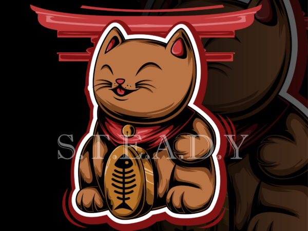 Japanese cat shirt design png