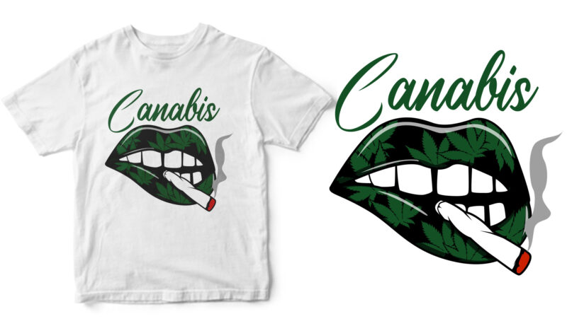 lips canabis t-shirt design for commercial use