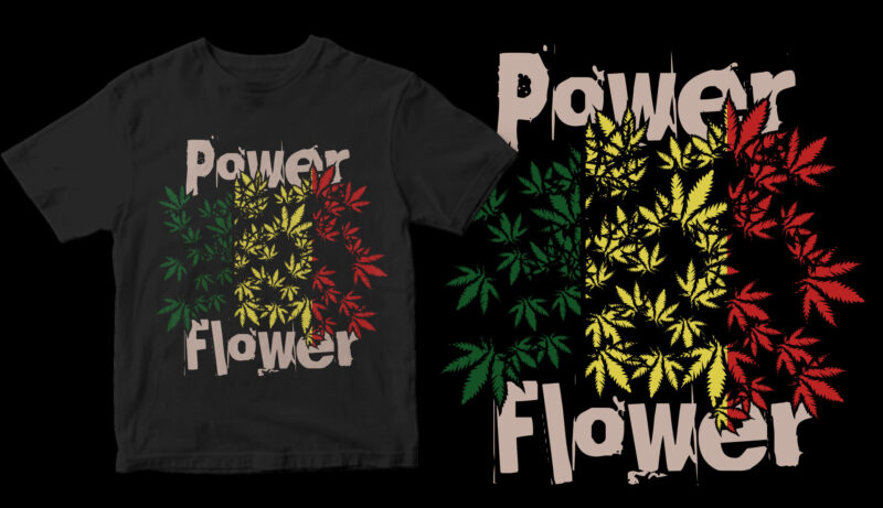 power flower t-shirt design for sale