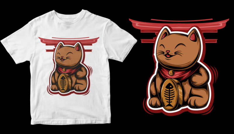 japanese cat shirt design png