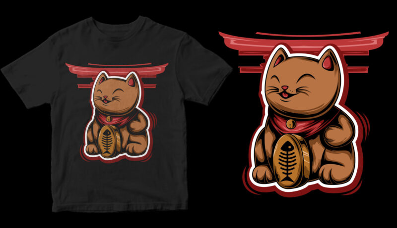 japanese cat shirt design png