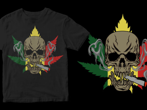Marijuana skull canabis commercial use t-shirt design