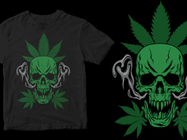 Marijuana skull t shirt design for purchase