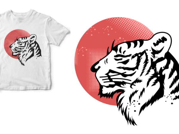White tiger t shirt design for sale