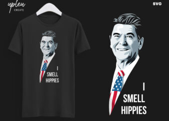 I Smell Hippies | Funny Ronald Reagan SVG, America Tshirt,Reagan Bush 84 White T-shirt Conservative Presidential Campaign, President SVG