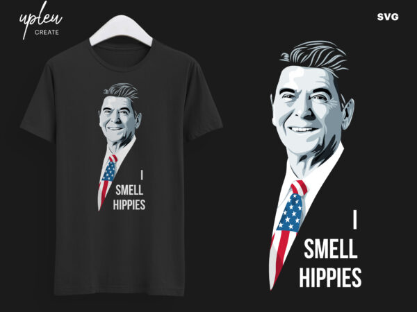 I smell hippies | funny ronald reagan svg, america tshirt,reagan bush 84 white t-shirt conservative presidential campaign, president svg