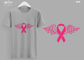 Cancer Ribbon Angel SVG, Survivor Cancer, Pink Ribbon, Cancer Awareness, File for Cutting Machines like Silhouette Cameo and Cricut crush cancer svg, t shirt vector file