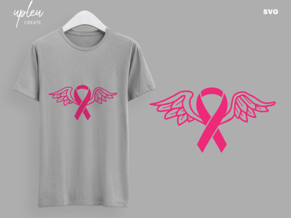Cancer ribbon angel svg, survivor cancer, pink ribbon, cancer awareness, file for cutting machines like silhouette cameo and cricut crush cancer svg, t shirt vector file