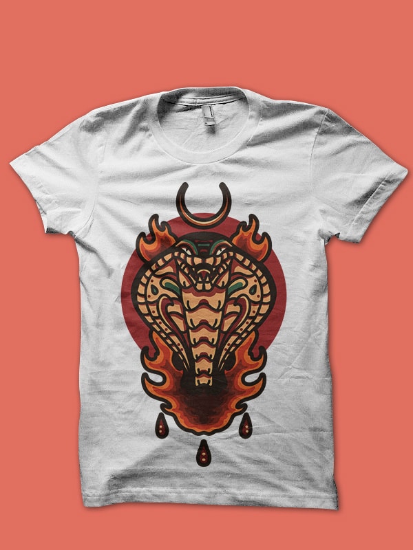 burning cobra tshirt design for sale