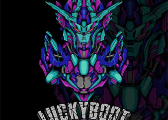 luckyboot gundam t shirt vector graphic