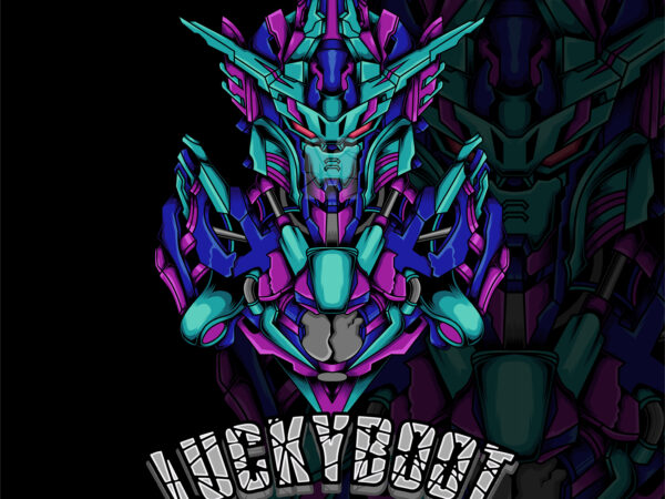 Luckyboot gundam t shirt vector graphic