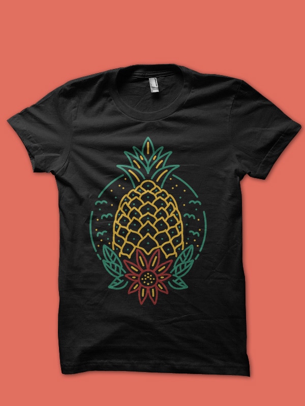 pineapple summer line art tshirt design