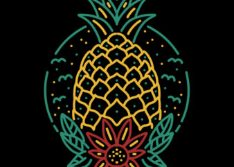 pineapple summer line art tshirt design