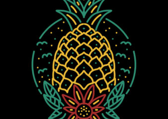 pineapple summer line art tshirt design