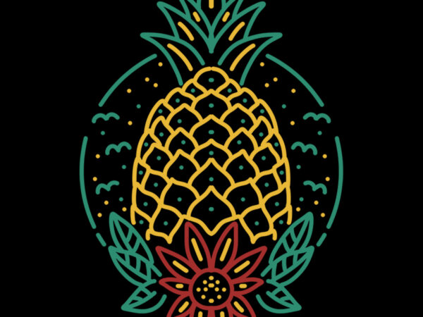 Pineapple summer line art tshirt design