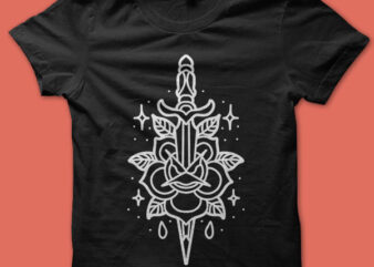 rose line art 1 ready print tshirt design