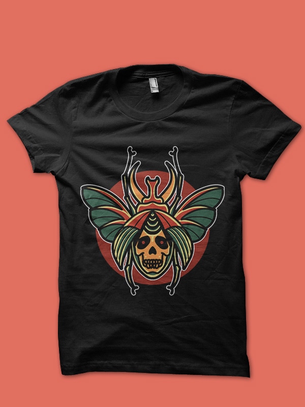 skull beetle tshirt design ready to use