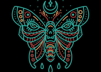 skull butterfly tshirt design ready to use