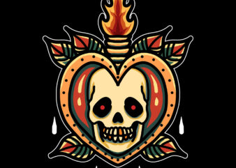 skull heart tattoo design for sale