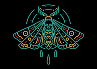skull moth tshirt design for sale