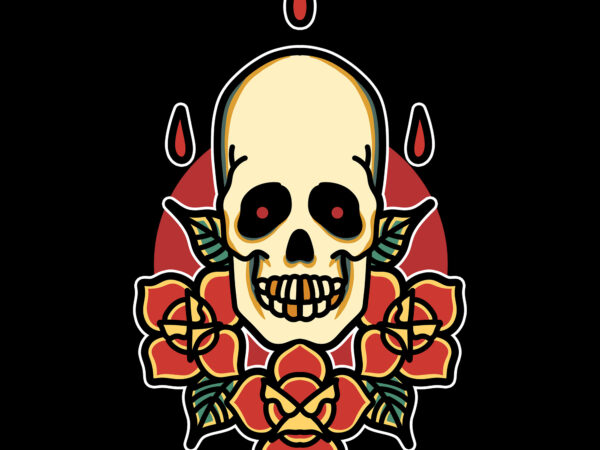 Skull rose vector tshirt design