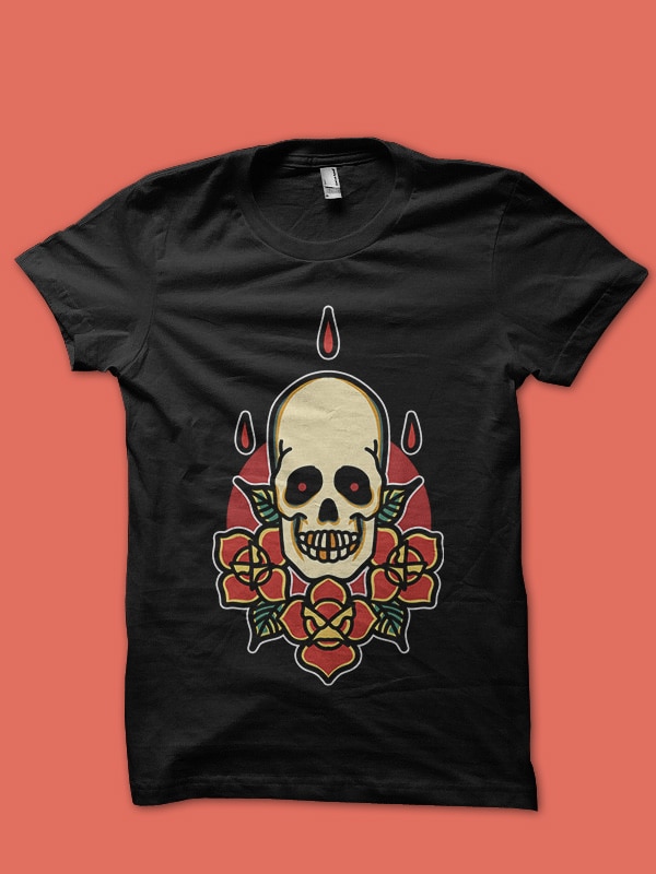 skull rose vector tshirt design