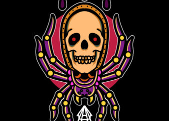skull spider tshirt design for sale
