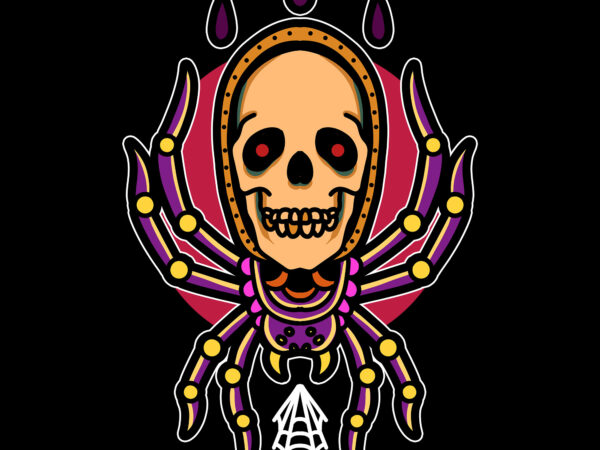Skull spider tshirt design for sale