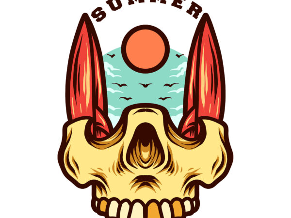 Skull surfing tshirt design