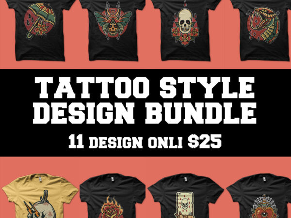 Tattoo style tshirt design bundle ready to use