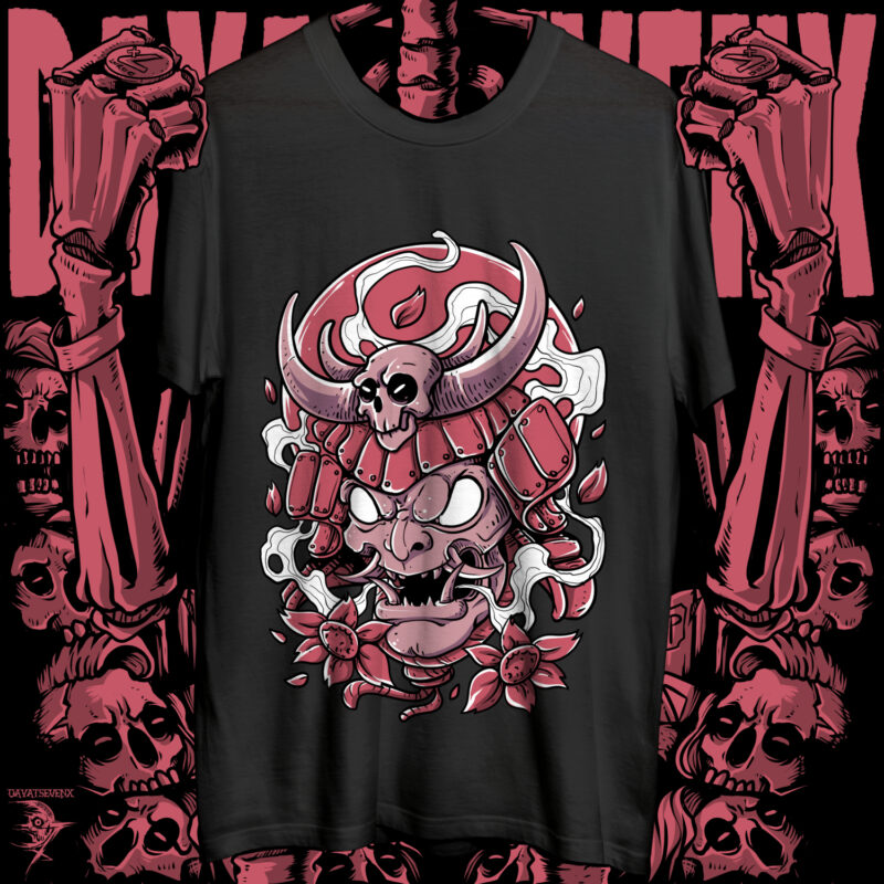 funny samurai head t shirt design