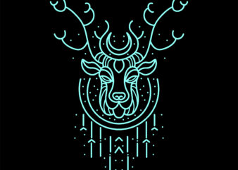 neon deer tshirt design ready to use