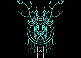 neon deer tshirt design ready to use