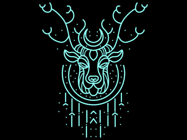 Neon deer tshirt design ready to use