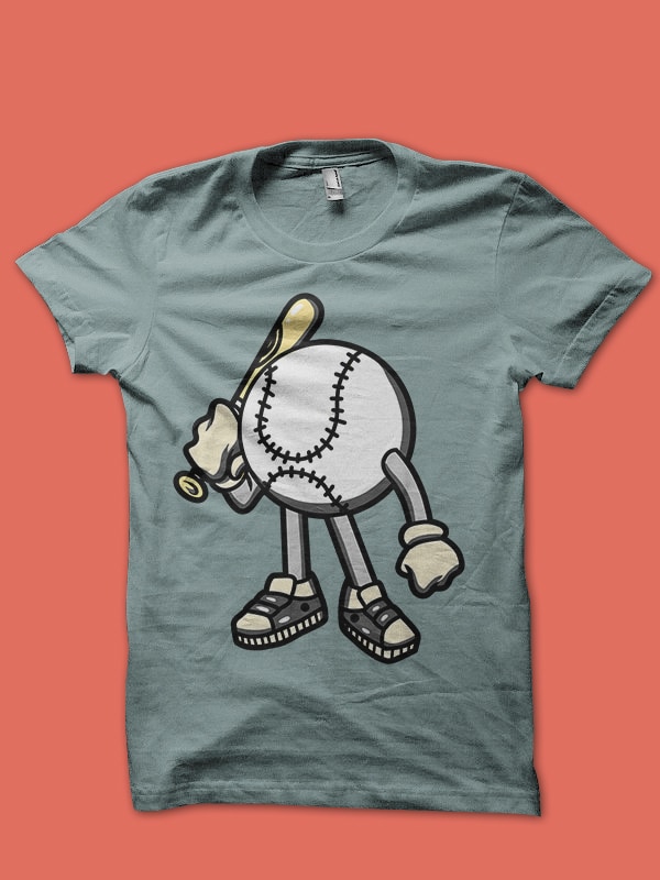 baseball cartoon tshirt design ready to use