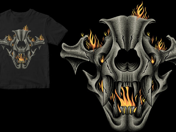 Bulldog skull flame t shirt template