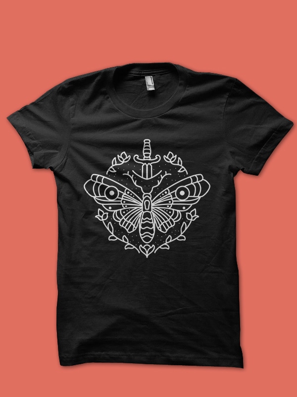 butterfly monoline tshirt design